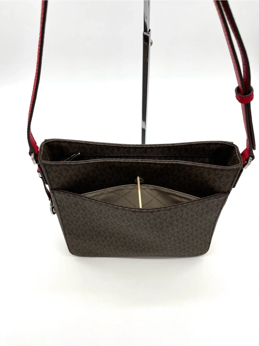 Michael Kors Jet Set Travel Large  Messenger Brown MK Logo Crossbody Bag